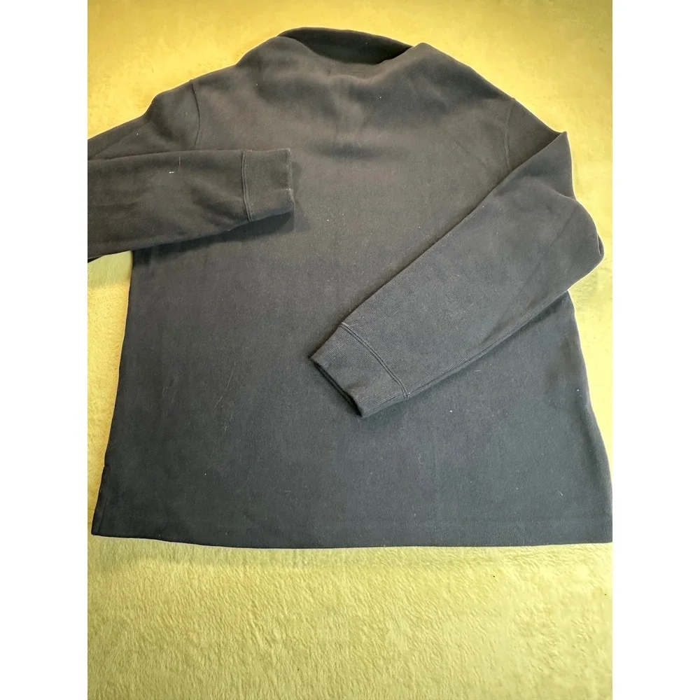 Polo Ralph Lauren Mens Navy Blue 100% Cotton Quarter Zip Pullover Sweater Large